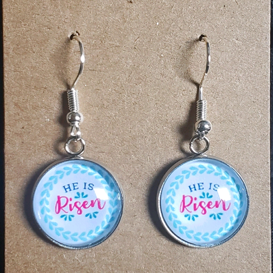 16mm Dangle Stud- He Is Risen. Easter
